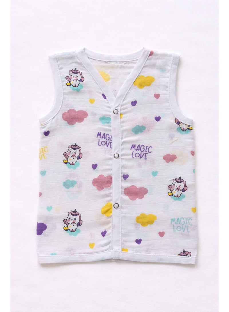 Pack of 5 - Baby Muslin Jabla Vest - Sleeveless Front Open Top, Soft Breathable Cotton - (3-6 Months) - Image 5